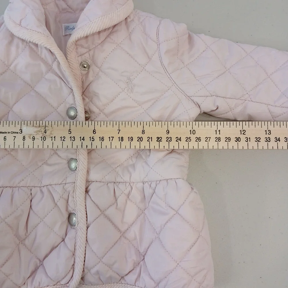 Ralph Lauren Quilted Jacket Baby 6M Pink Peplum Button Front Preppy